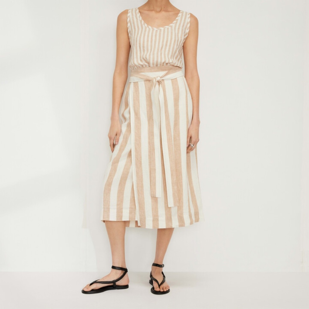 Everlane Linen Wrap Striped Skirt - Size 8